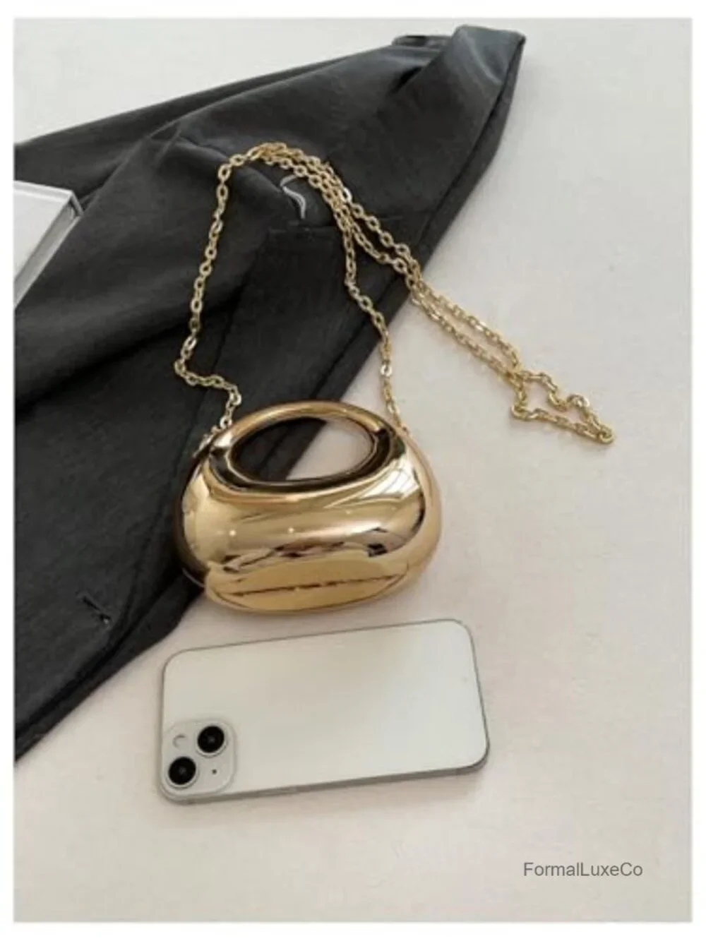Women's Crossbody Mini Clutch Purse Metallic Chain Evening Bag